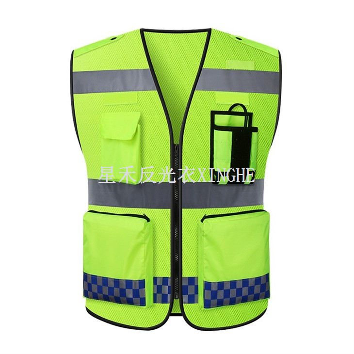 Gilet di sicurezza arancione ad alta visibilità di classe 2 con 10 tasche