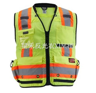 Gilet di sicurezza giallo ad alta visibilità da geometra di classe 2 con 27-tasche