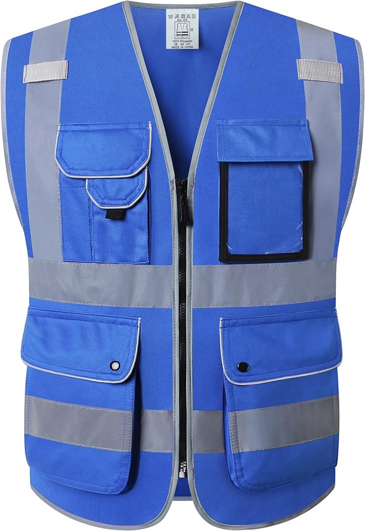 Gilet di sicurezza blu ad alta visibilità